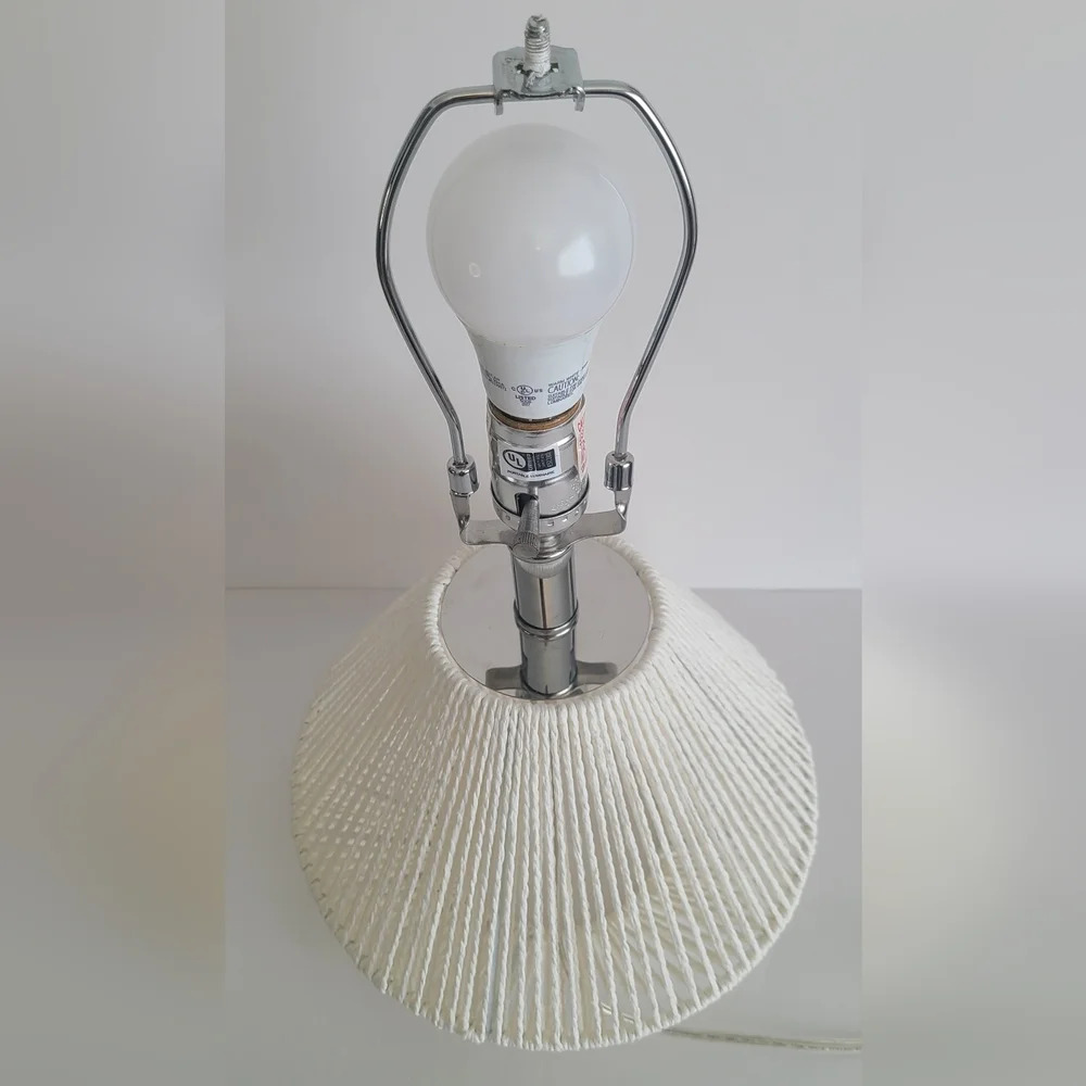 Retro Style Table Lamp With Braided String White - Picture 4 of 6